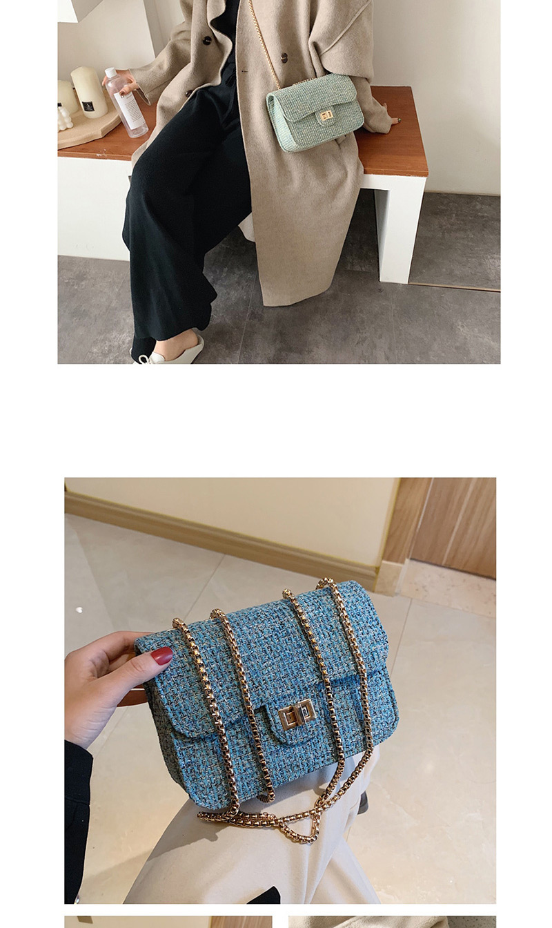 Fashion Blue Woolen Chain Shoulder Messenger Bag,Shoulder bags