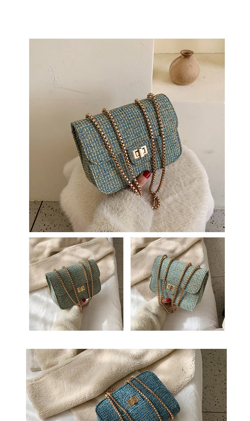 Fashion Blue Woolen Chain Shoulder Messenger Bag,Shoulder bags