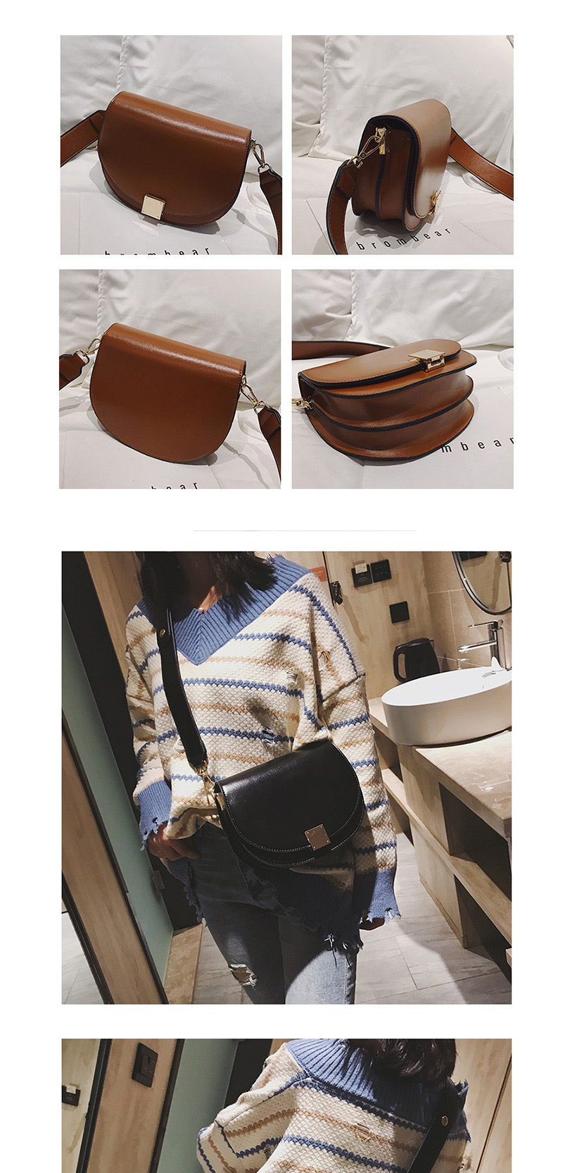 Fashion Brown Wide Shoulder Strap Shoulder Messenger Bag,Shoulder bags