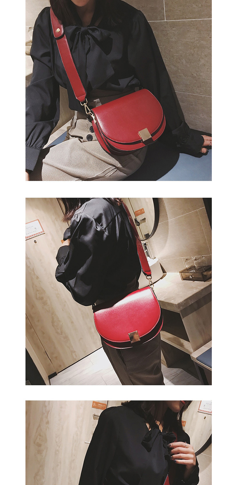 Fashion Red Wide Shoulder Strap Shoulder Messenger Bag,Shoulder bags