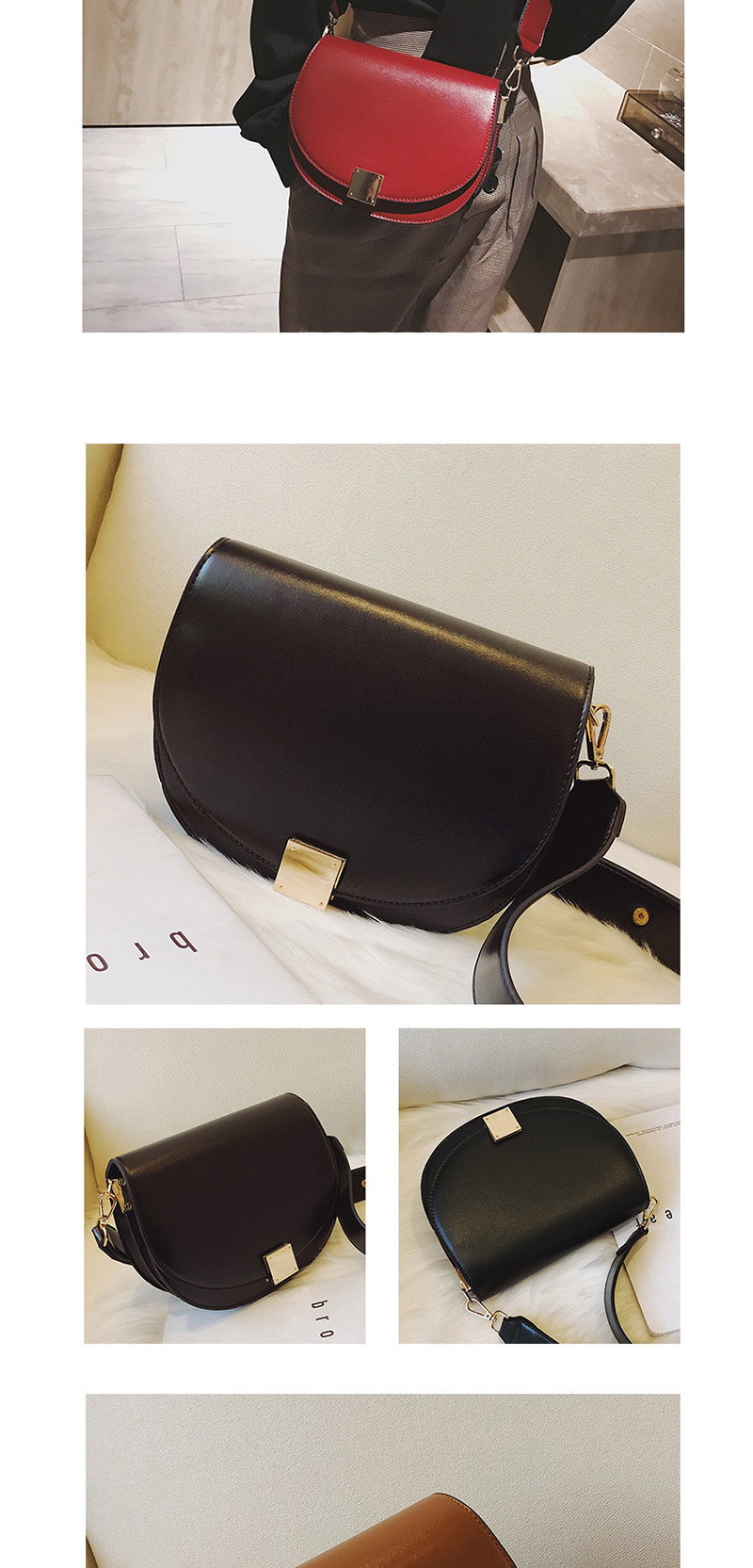 Fashion Black Wide Shoulder Strap Shoulder Messenger Bag,Shoulder bags