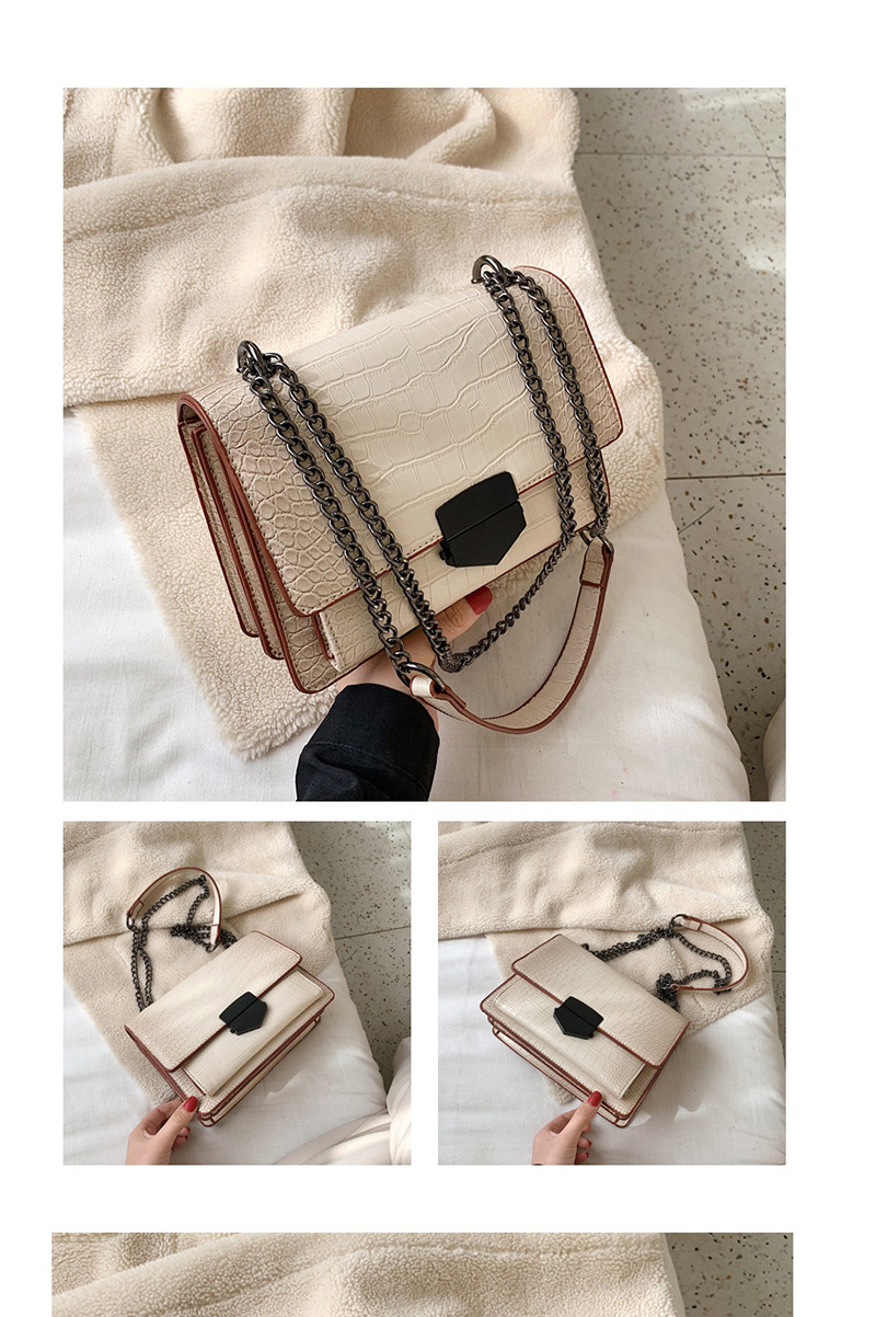 Fashion Creamy-white Crocodile Shoulder Crossbody Bag,Shoulder bags