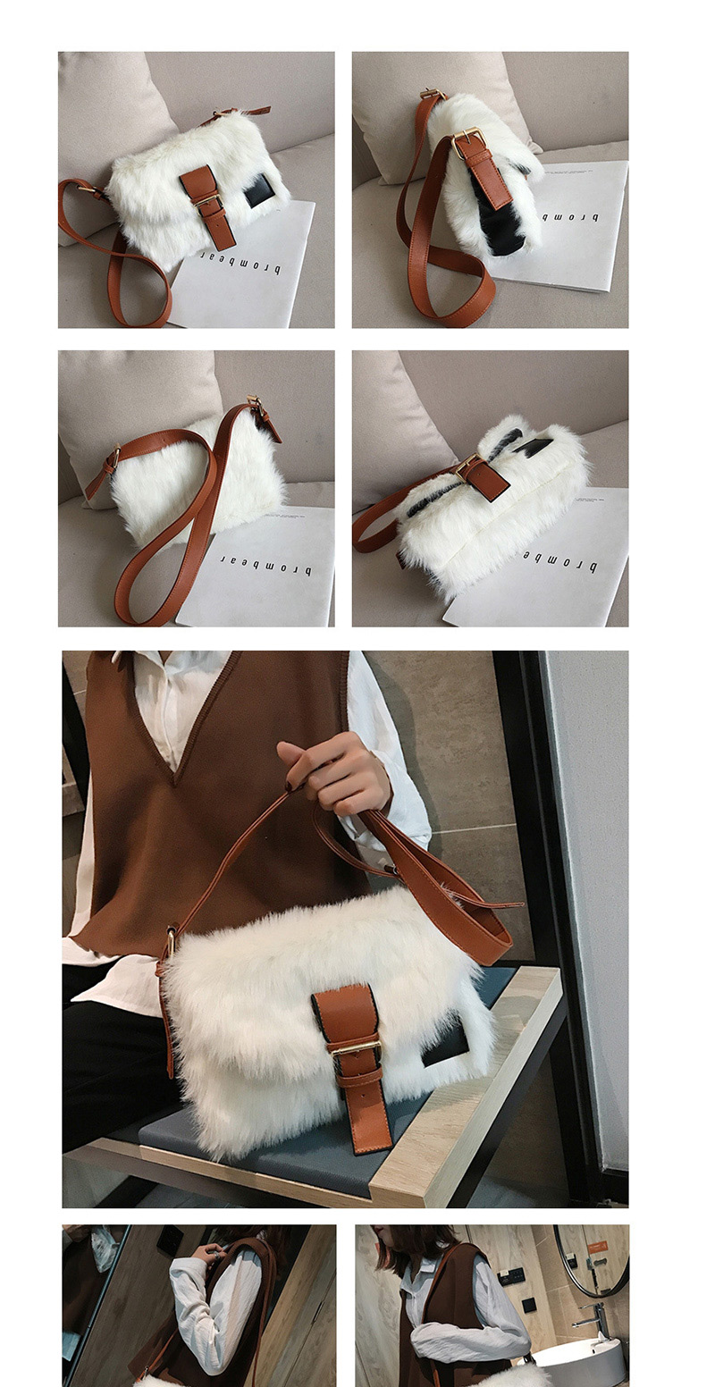 Fashion Khaki Plush Contrast Shoulder Crossbody Bag,Shoulder bags