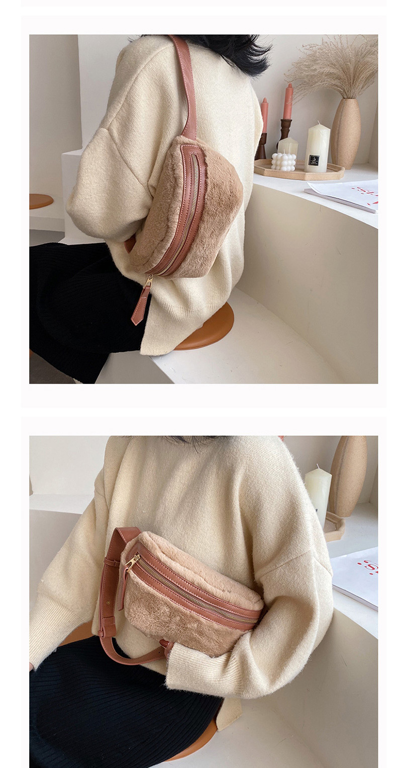 Fashion Khaki Plush Crossbody Chest Bag,Shoulder bags