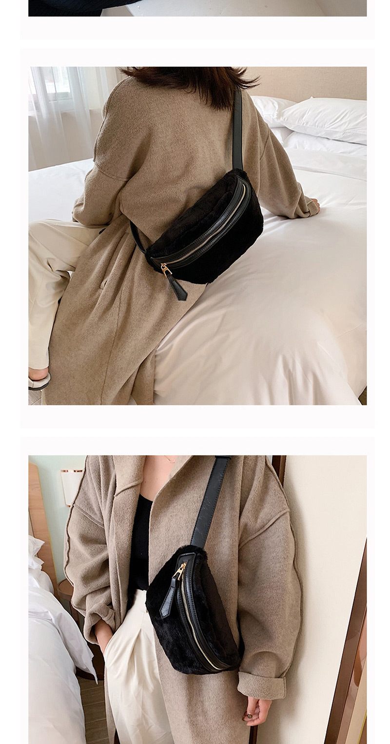 Fashion Khaki Plush Crossbody Chest Bag,Shoulder bags