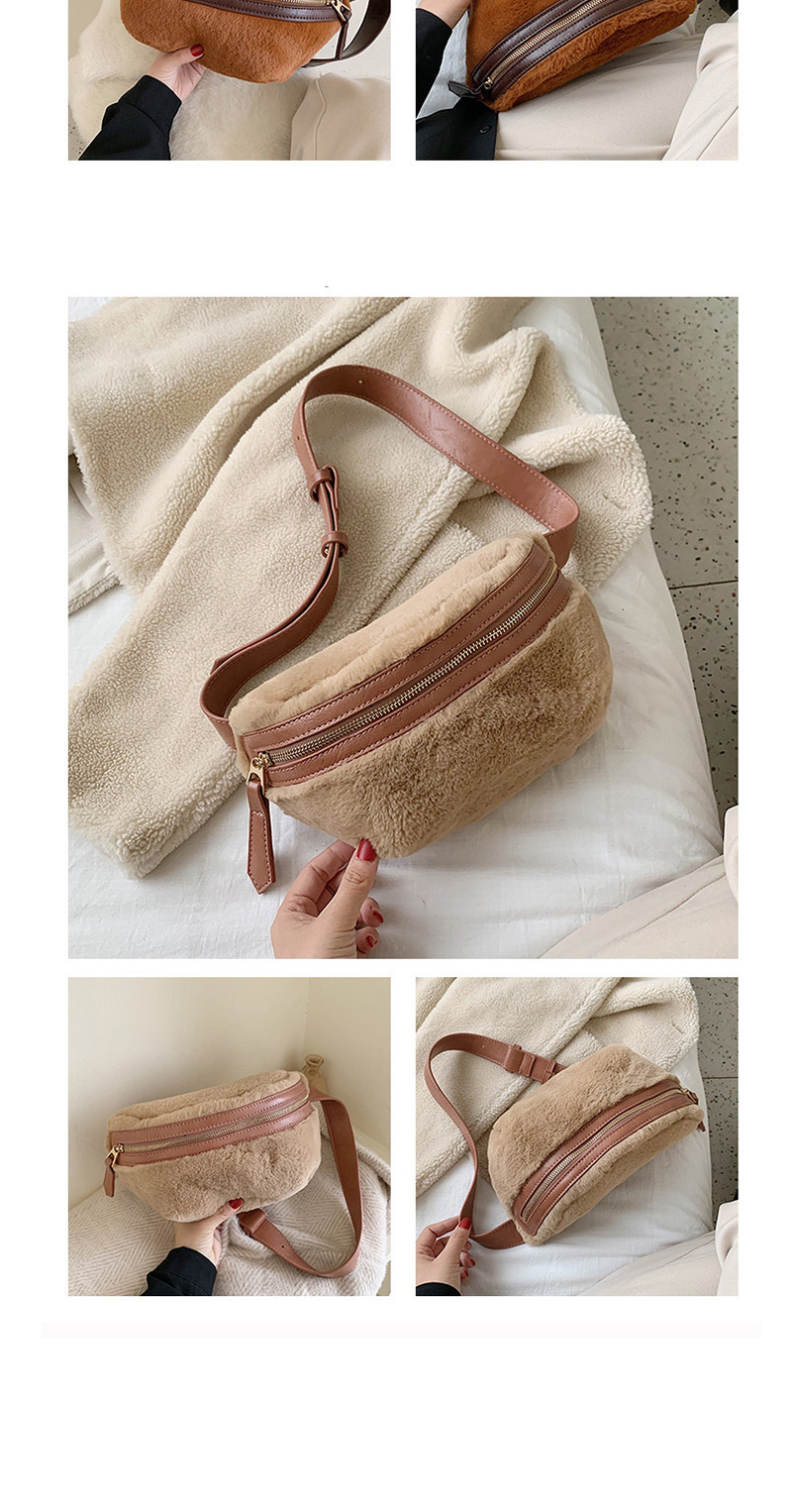 Fashion Brown Plush Crossbody Chest Bag,Shoulder bags