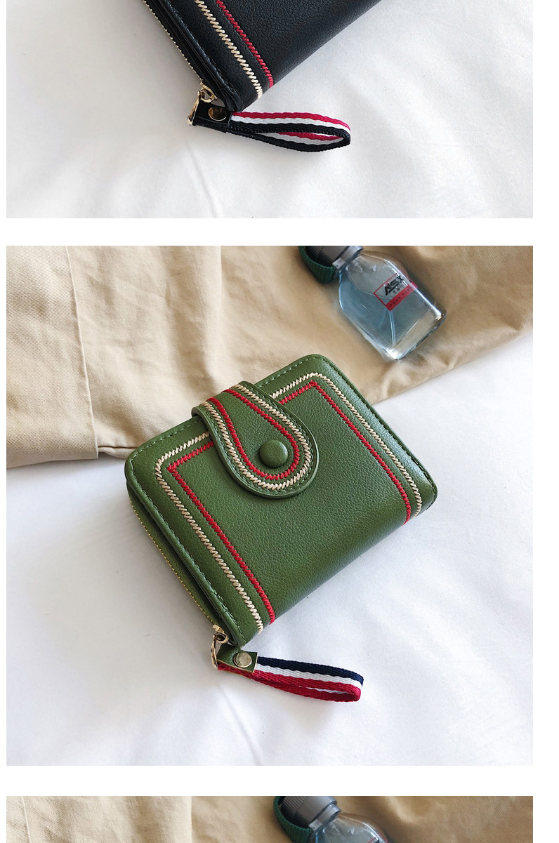 Fashion Green Embroidery Line Short Section 2 Fold Wallet,Wallet