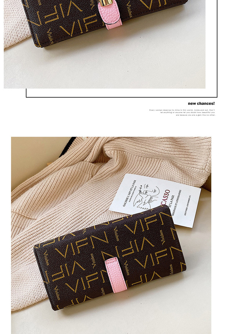 Fashion Creamy-white Letter Print 3 Fold Long Wallet,Wallet
