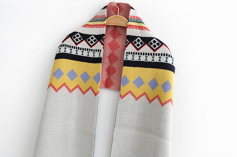 Fashion White Jacquard Knit Scarf,knitting Wool Scaves