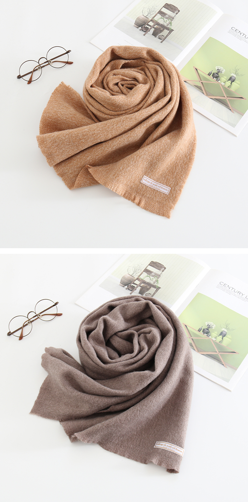 Fashion Light Grey Letter Clip Flower Monochrome Imitation Cashmere Loose Scarf,Thin Scaves