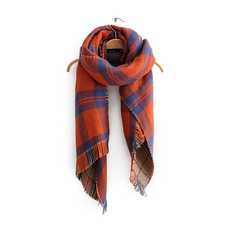 Fashion Purple Plaid Cashmere Double-faced Scarf Shawl,Thin Scaves