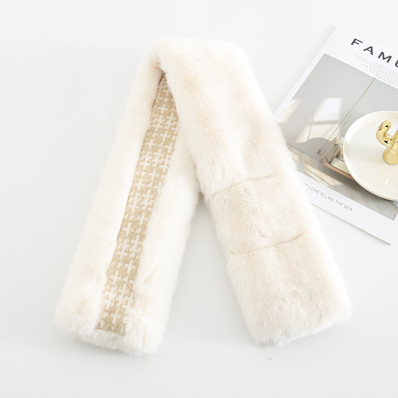 Fashion Khaki Splicing Imitation Rabbit Fur Collar,knitting Wool Scaves