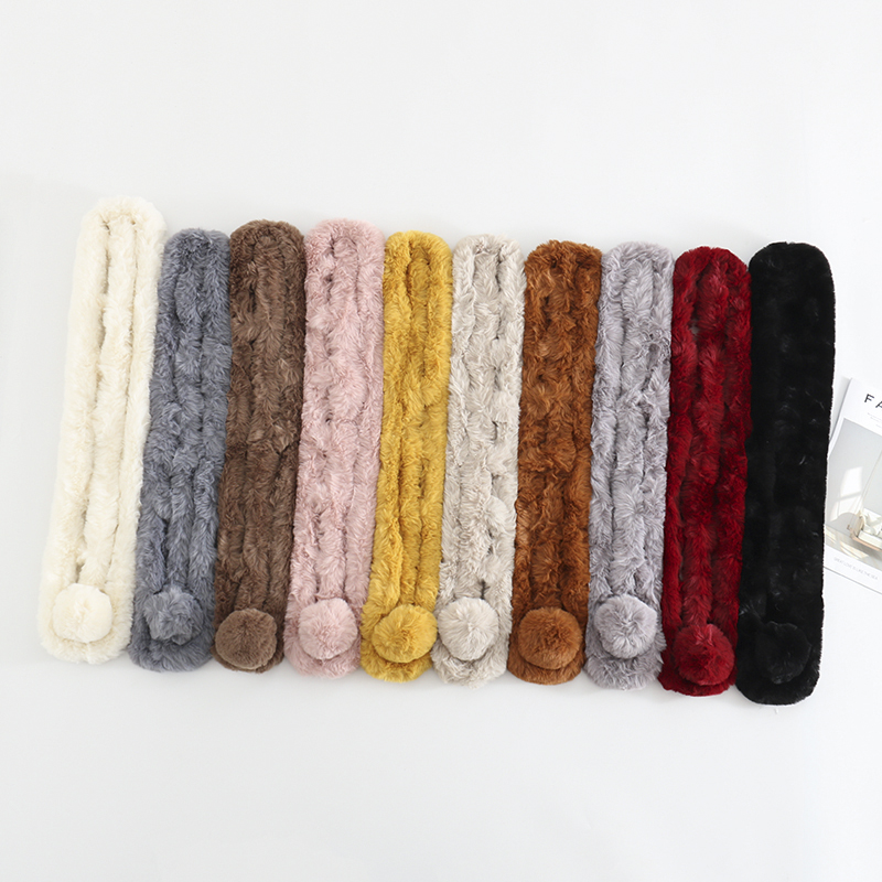 Fashion Caramel Colour Single Ball Three Tube Imitation Rabbit Fur Collar,knitting Wool Scaves