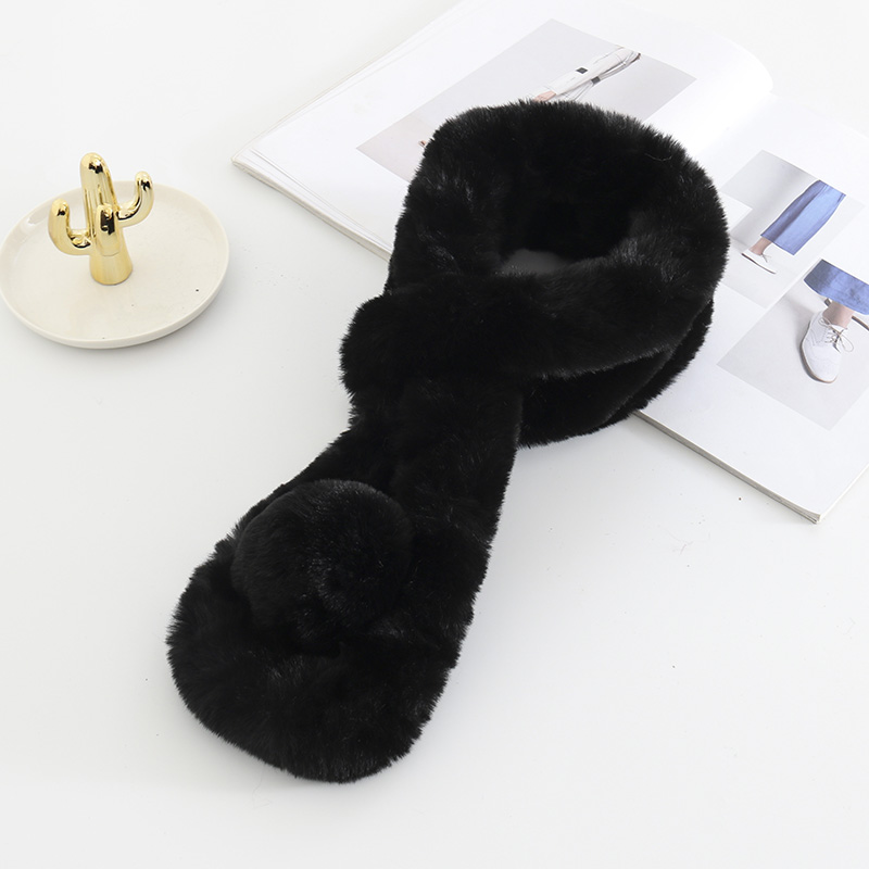 Fashion Black Single Ball Three Tube Imitation Rabbit Fur Collar,knitting Wool Scaves