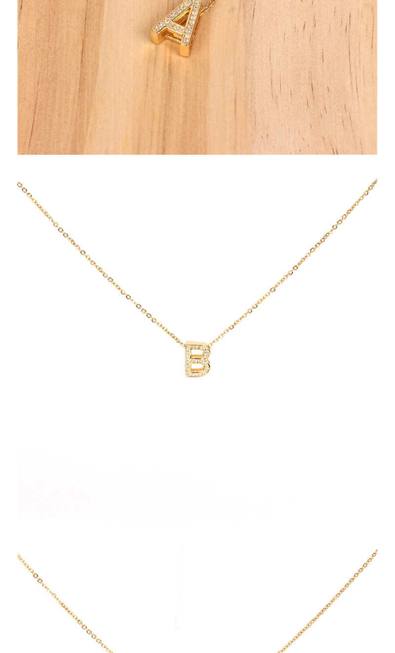 Fashion Golden L Write English Alphabet Micro Inlaid Zircon Necklace,Necklaces
