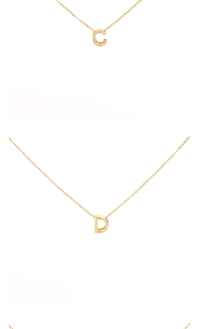 Fashion Golden L Write English Alphabet Micro Inlaid Zircon Necklace,Necklaces
