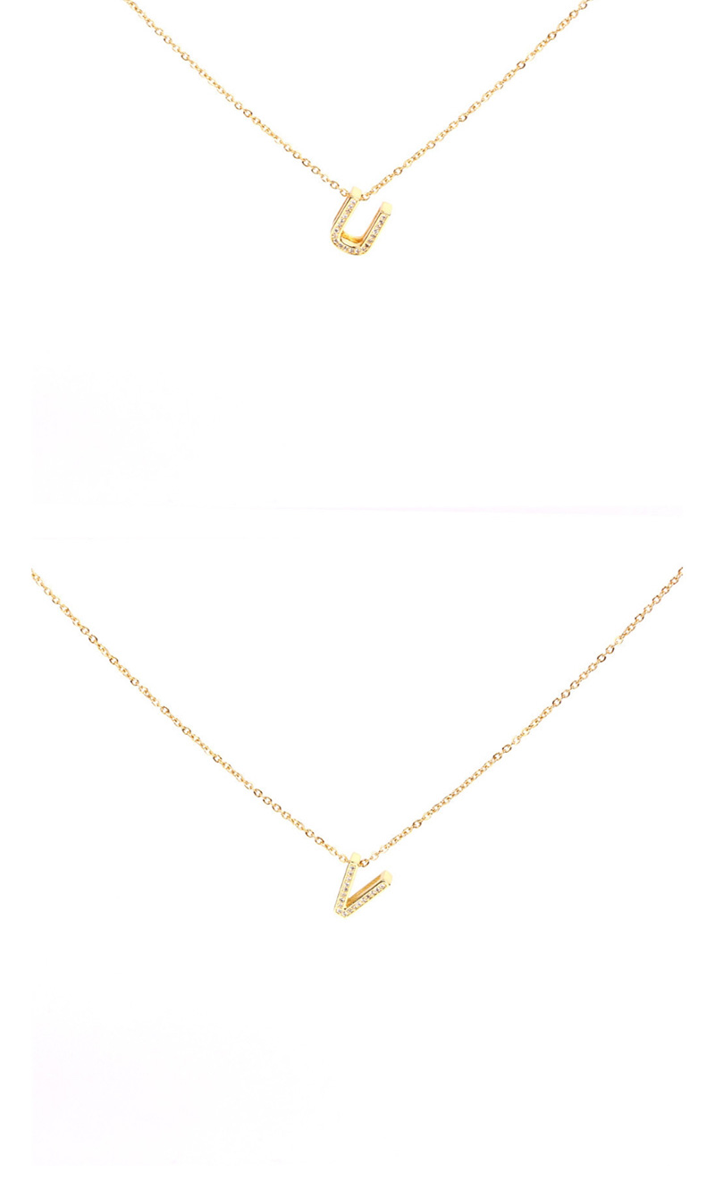 Fashion Golden M Write English Alphabet Micro Inlaid Zircon Necklace,Necklaces