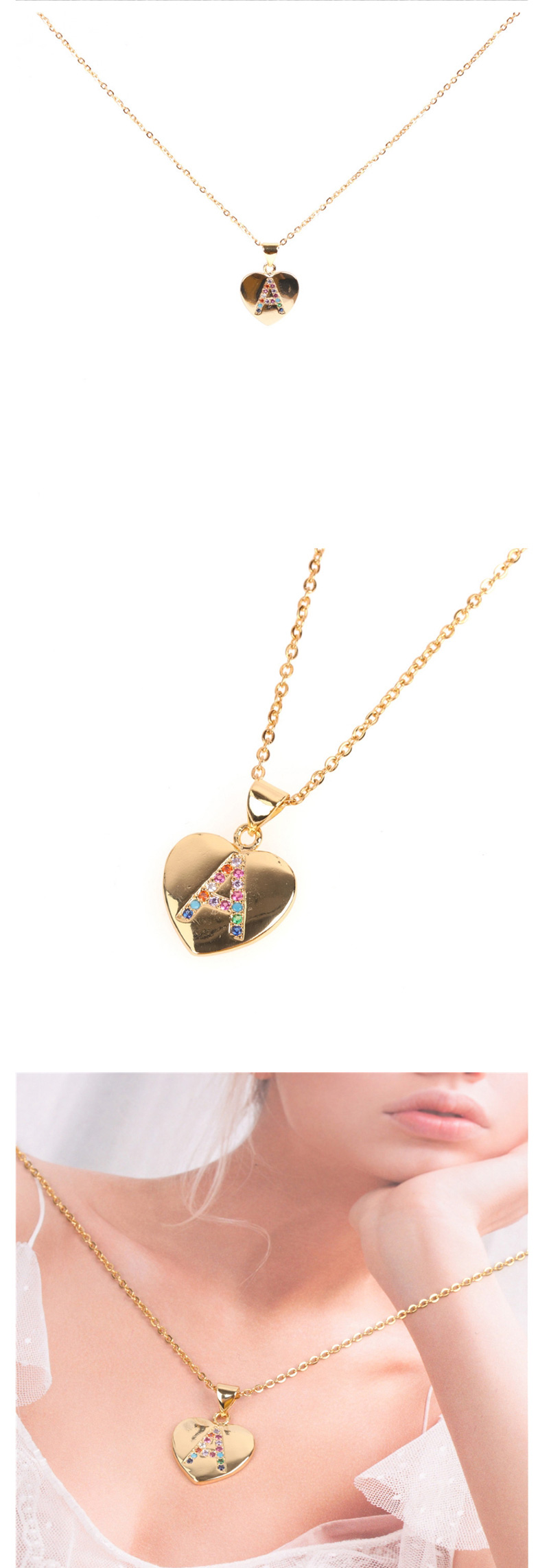 Fashion Golden Z Micro Inlaid Zircon Love Letter Necklace,Necklaces