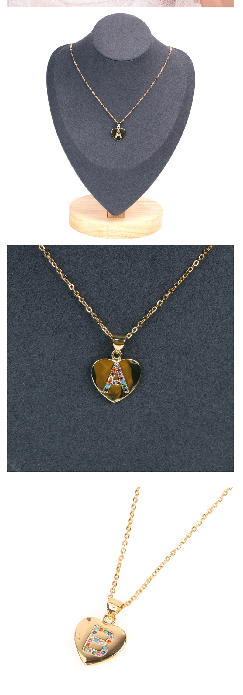Fashion Golden N Micro Inlaid Zircon Love Letter Necklace,Necklaces