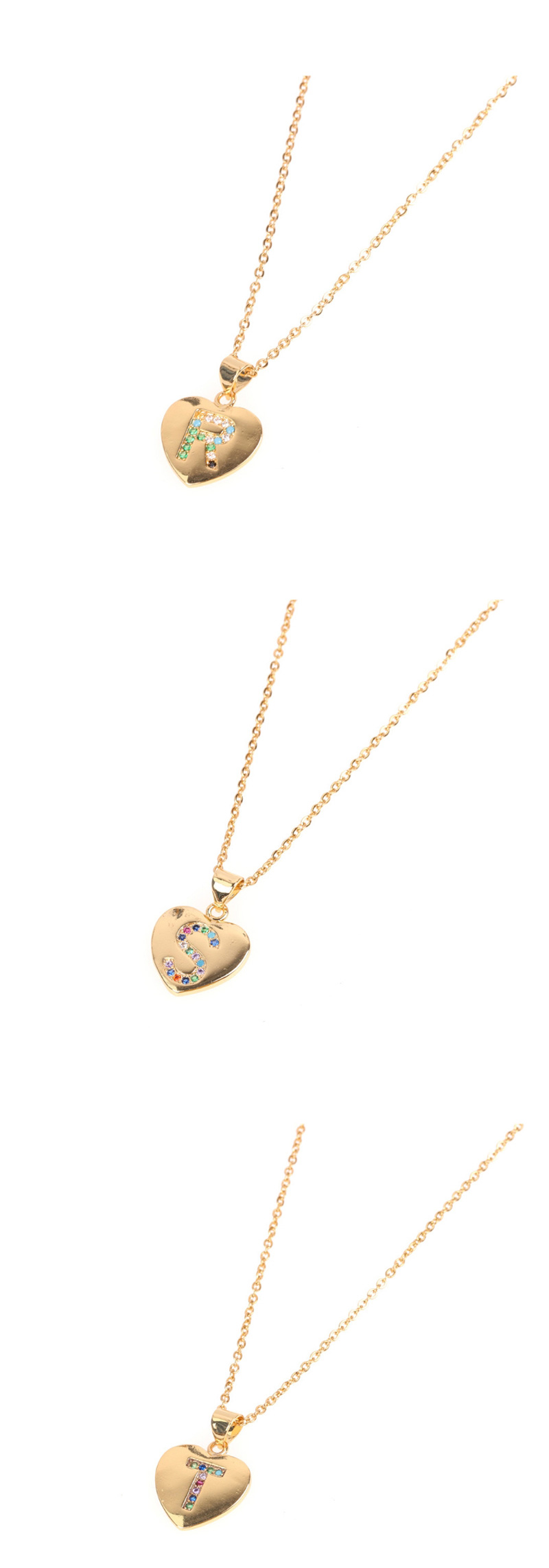 Fashion Golden N Micro Inlaid Zircon Love Letter Necklace,Necklaces