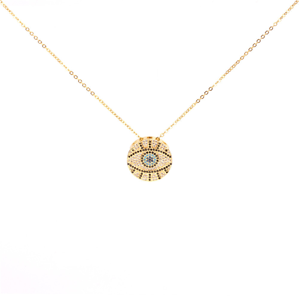 Fashion Golden Copper Micro Set Zircon Eye Necklace,Necklaces