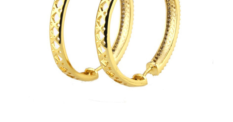 Fashion Gold Plating Gold-plated Brass Double Row Zircon Earrings,Earrings