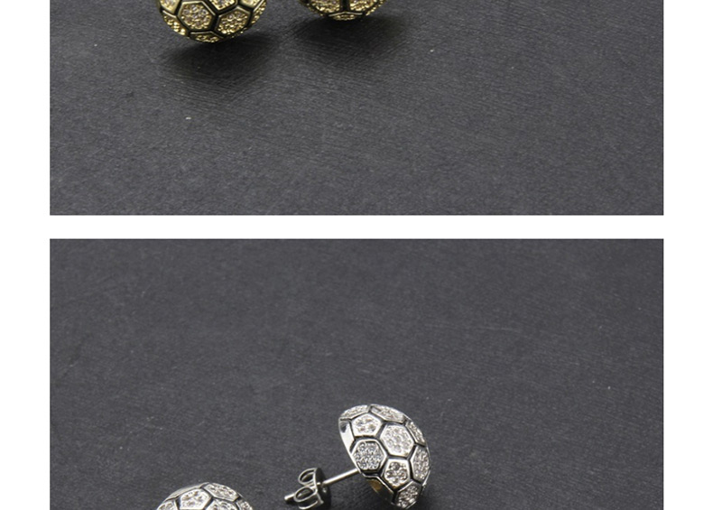 Fashion Platinum-plated Copper-set Zirconium Faux Football Earrings,Earrings