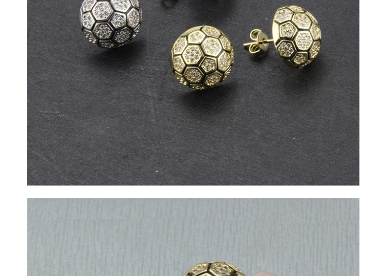 Fashion Platinum-plated Copper-set Zirconium Faux Football Earrings,Earrings