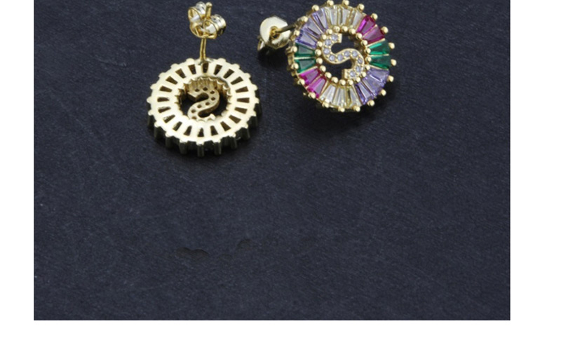 Fashion Color K Cubic Zirconia Small Letter Stud Earrings,Earrings