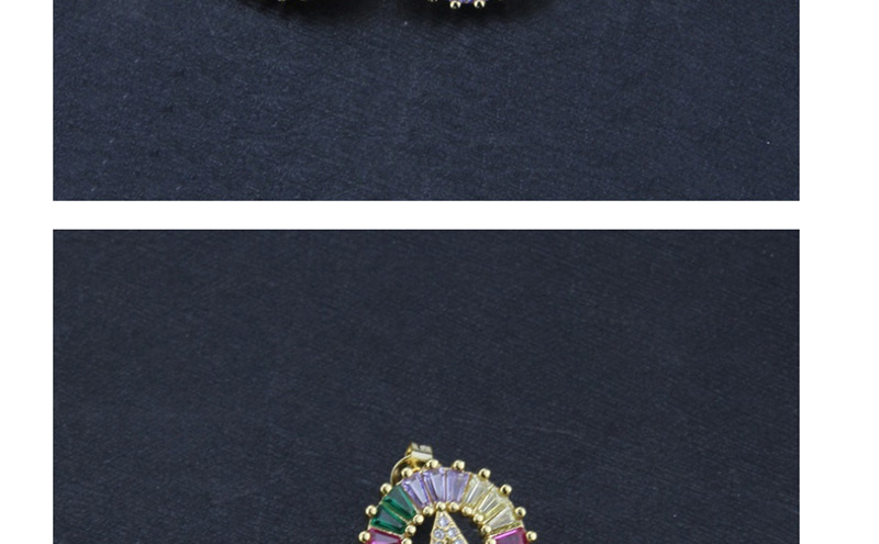 Fashion Color K Cubic Zirconia Small Letter Stud Earrings,Earrings