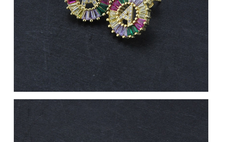 Fashion Color M Cubic Zirconia Small Letter Stud Earrings,Earrings