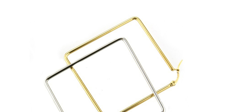 Fashion Gold Plating Stainless Steel Square Earrings,Earrings