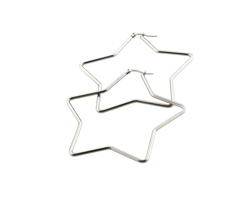 Fashion Platinum-plated Stainless Steel Star Earrings,Earrings