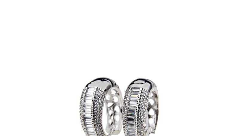 Fashion Platinum-plated Cubic Zircon Gradient Pierced Earrings,Earrings