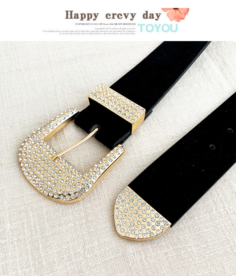 Fashion Black Alloy Diamond Geometric Belt,Wide belts
