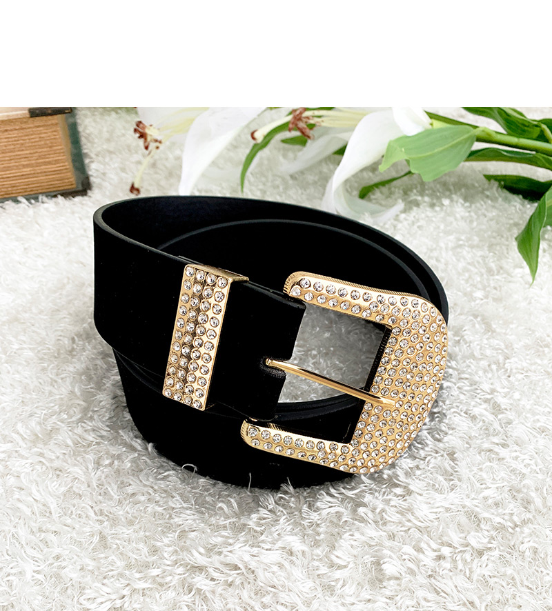 Fashion Black Alloy Diamond Geometric Belt,Wide belts