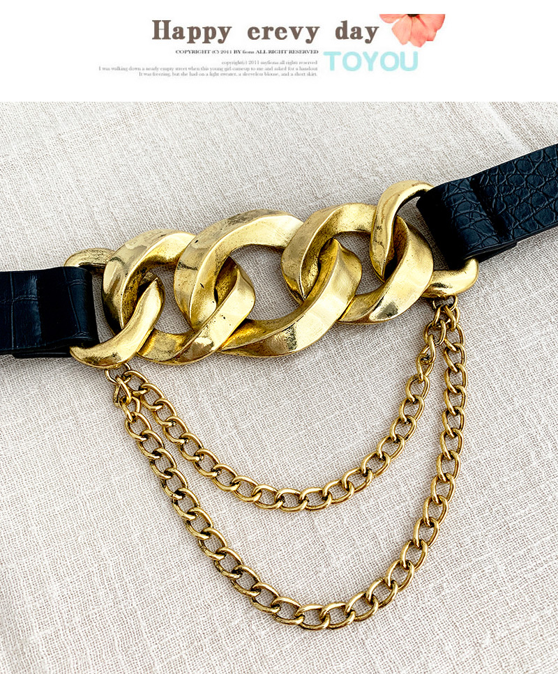 Fashion  Alloy Pu Chain Stitching Belt,Wide belts