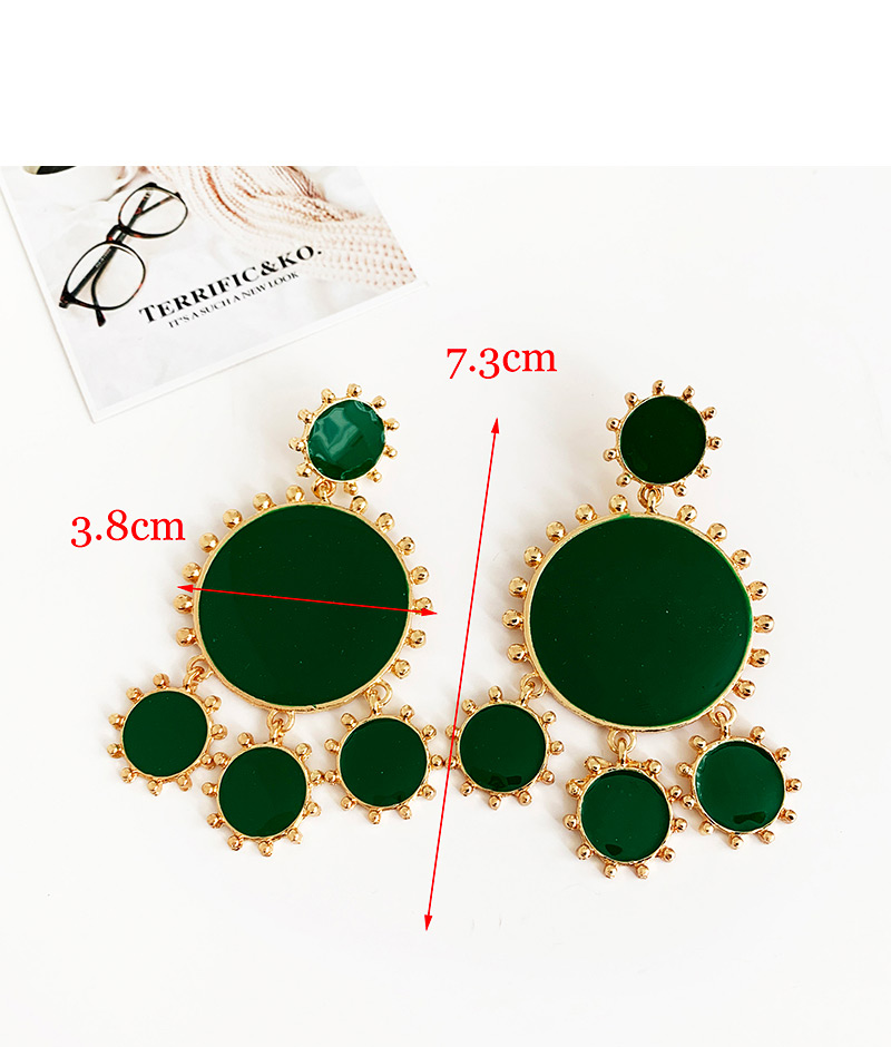 Fashion Green Alloy Drip Oil Round Tassel Earrings,Drop Earrings