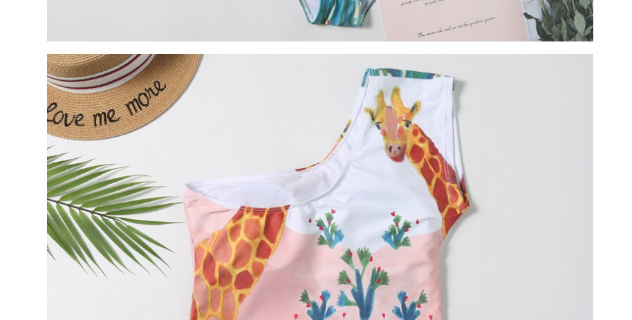 Fashion One-shouldered Deer One-shoulder Printed One-piece Swimsuit,One Pieces