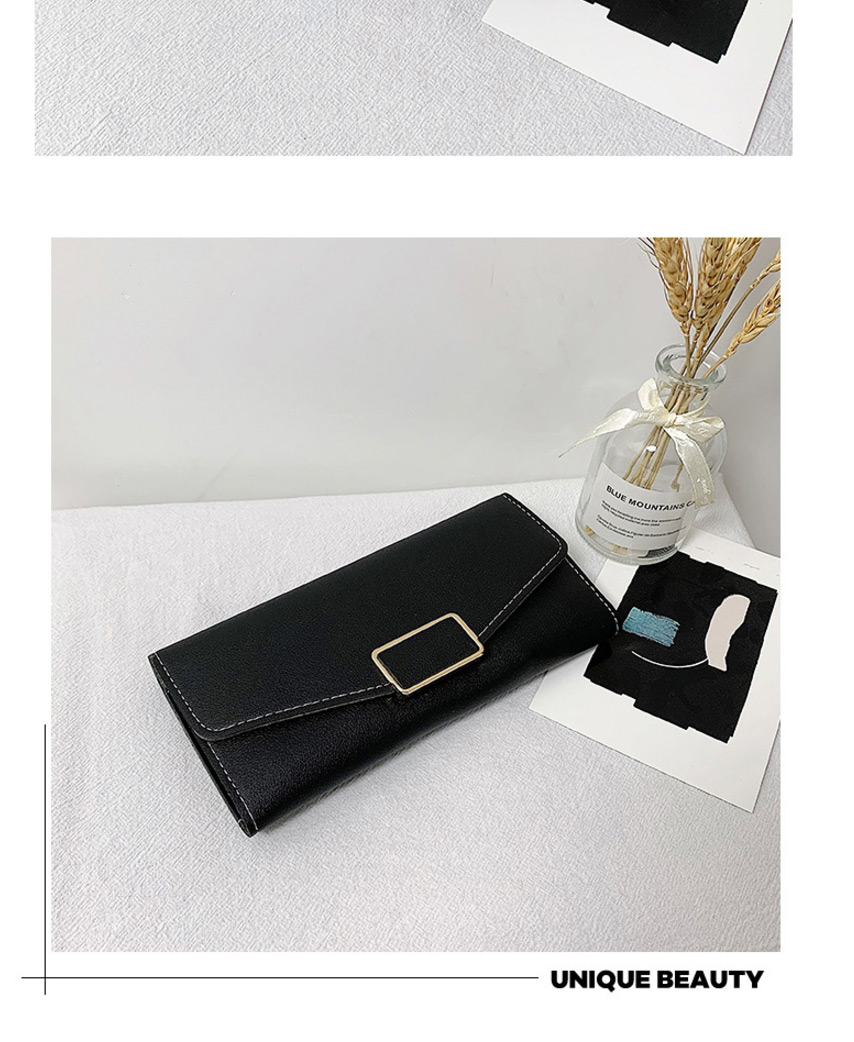 Fashion Green Square Buckle Embroidered Thread Long Wallet,Wallet
