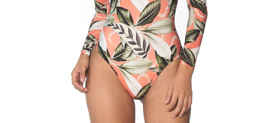 Fashion Foundation Leaves Backless Triangle One-piece Swimsuit,One Pieces