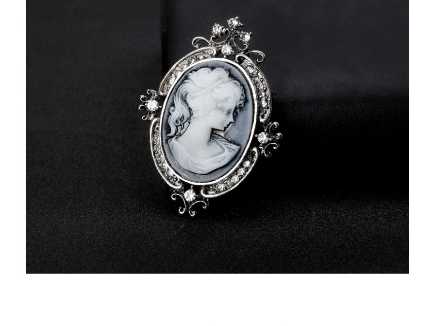 Fashion Ancient Silver Beauty Head Alloy Brooch With Diamonds,Korean Brooches