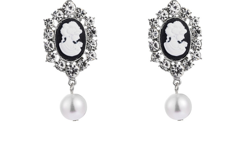 Fashion White Gem Beauty Embossed Pearl Stud Earrings,Drop Earrings