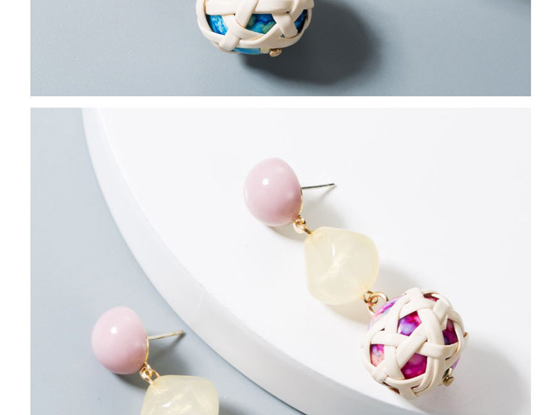 Fashion Blue Colorful Hollow Ball Geometric Earrings,Drop Earrings