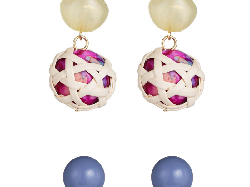 Fashion Blue Colorful Hollow Ball Geometric Earrings,Drop Earrings