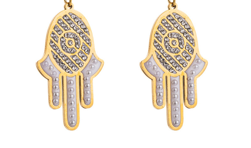 Fashion Golden 14k Palm Stainless Steel Diamond Earrings,Drop Earrings