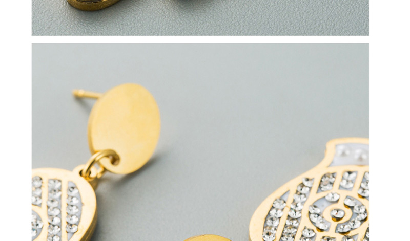 Fashion Golden 14k Palm Stainless Steel Diamond Earrings,Drop Earrings