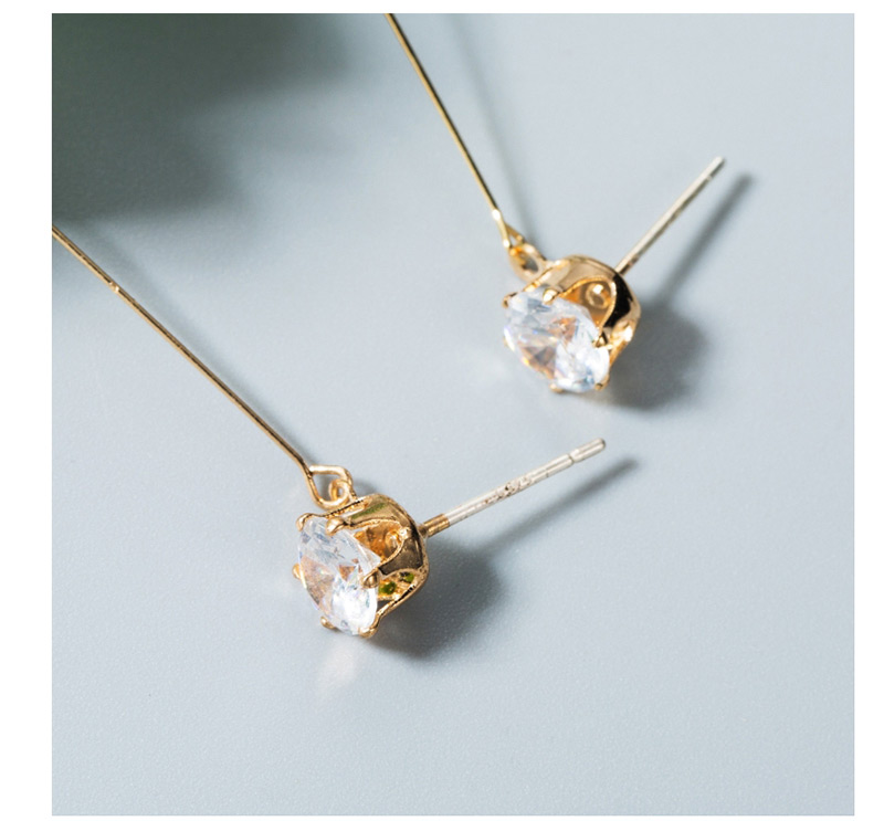 Fashion Green  Silver Needle Geometric Flower Ball Diamond Stud Earrings,Drop Earrings
