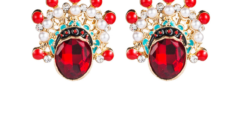 Fashion Red Peking Opera Face Ear Pin,Stud Earrings
