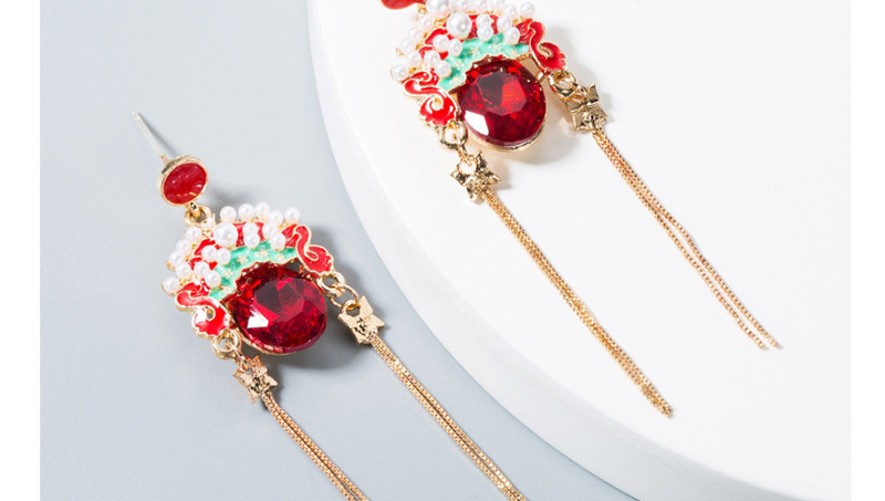 Fashion Red Facebook Crown Tassel Earrings,Drop Earrings